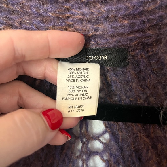 Nanette Lepore Swing Time Coatigan Cardigan Small Purple Knit Mohair EUC - Picture 3 of 5